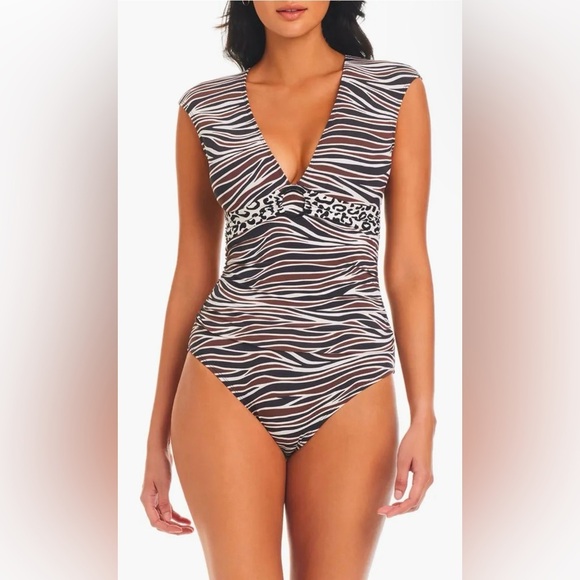 Bleu Rod Beattie Animal Instinct Cap Sleeve One-Piece Swimsuit Size 20W - Picture 2 of 7
